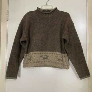 Vintage Obermeyer Wool Knit pullover brown sweater size Medium